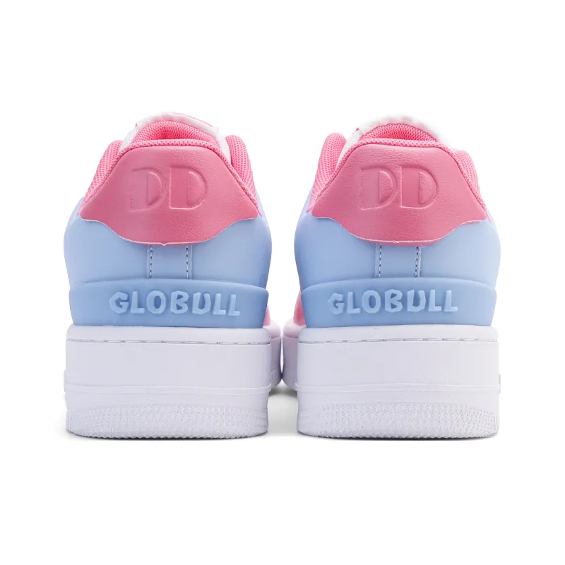 GLO BULL Height Increasing Wear Resistant Breathable Slip Resistant Low Top Skateboard Shoes Women's White Blue Pink-4