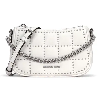 MICHAEL KORS Carmela Artificial Leather Shoulder Bag, Saddle Bag, Crossbody Handbag Small Size Women's White