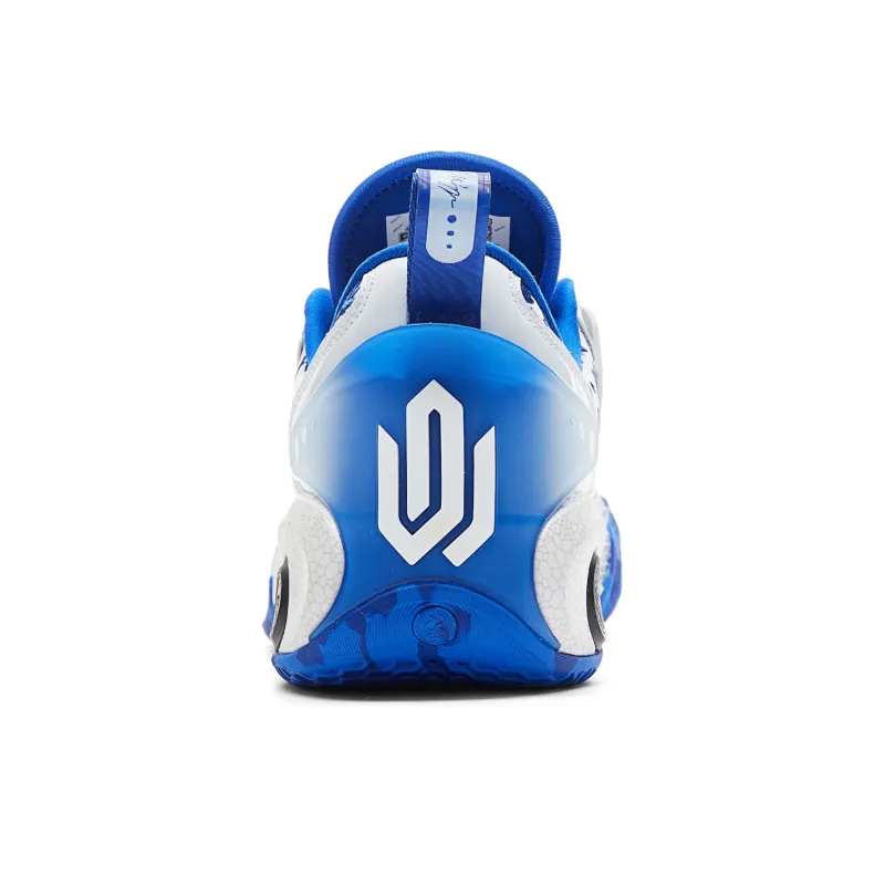 PEAK Basketball Shoes Men Low Top All White Bright Light Blue-4