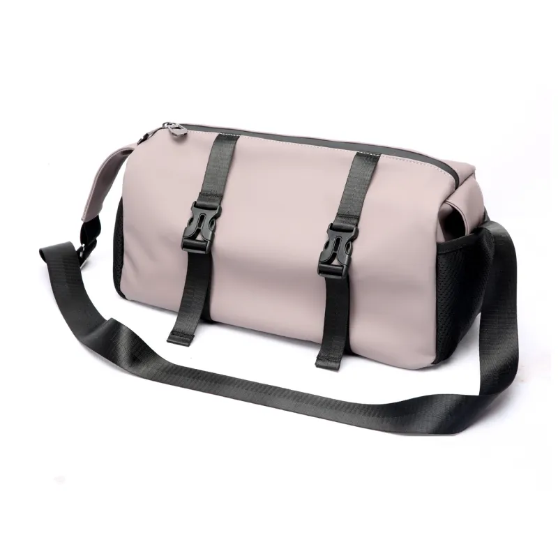 BOPAI Fabric Shoulder Bag Tofu Bag Crossbody Bag Regular Unisex Sandstone Gray/Ideal White/Black-12