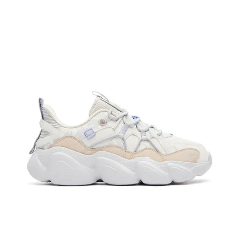 Erke Cushioning, Slip Resistant, And Abrasion Resistant Low Top Sports Casual Shoes Women's Ivory White-1