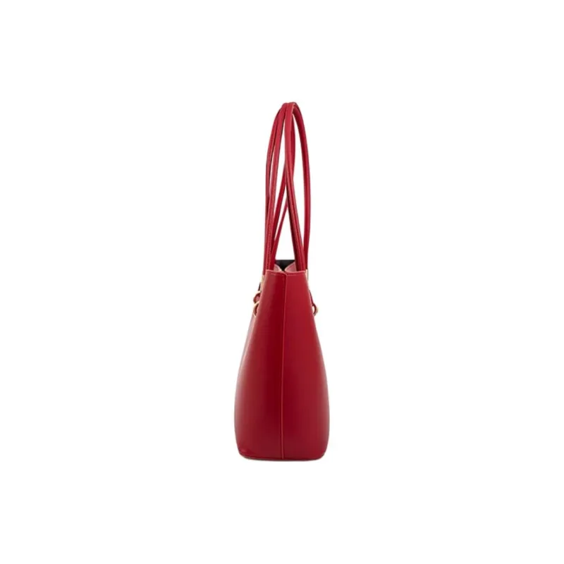 PAYOT Microfiber Synthetic Leather Tote Bag Shoulder Bag Regular Women's Black/Red-8