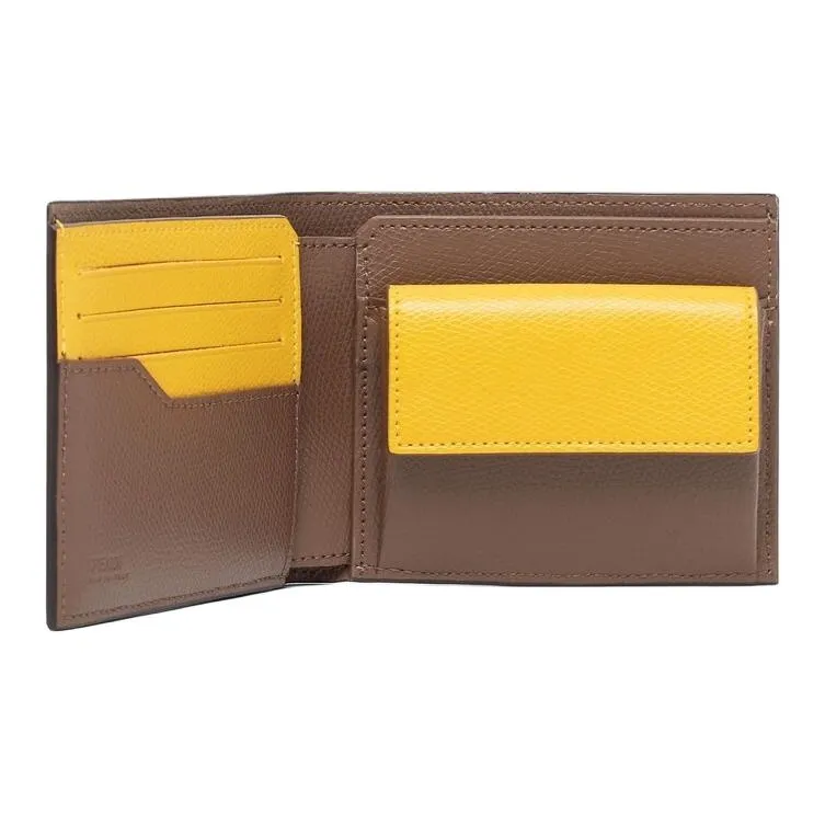 FENDI Cotton Wallet Men's Brown & Yellow-2
