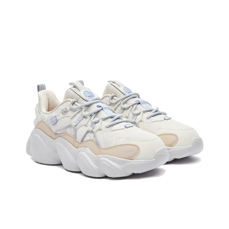 Erke Cushioning, Slip Resistant, And Abrasion Resistant Low Top Sports Casual Shoes Women's Ivory White-3