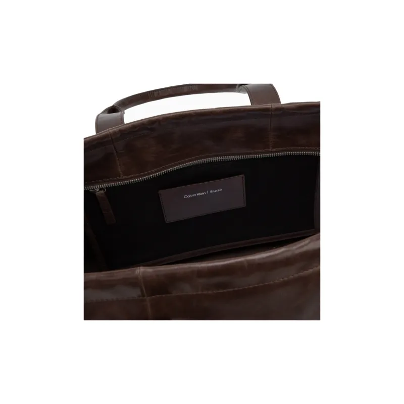 CALVIN KLEIN Cow Leather Handbag Tubas Women's Cocoa Brown-3