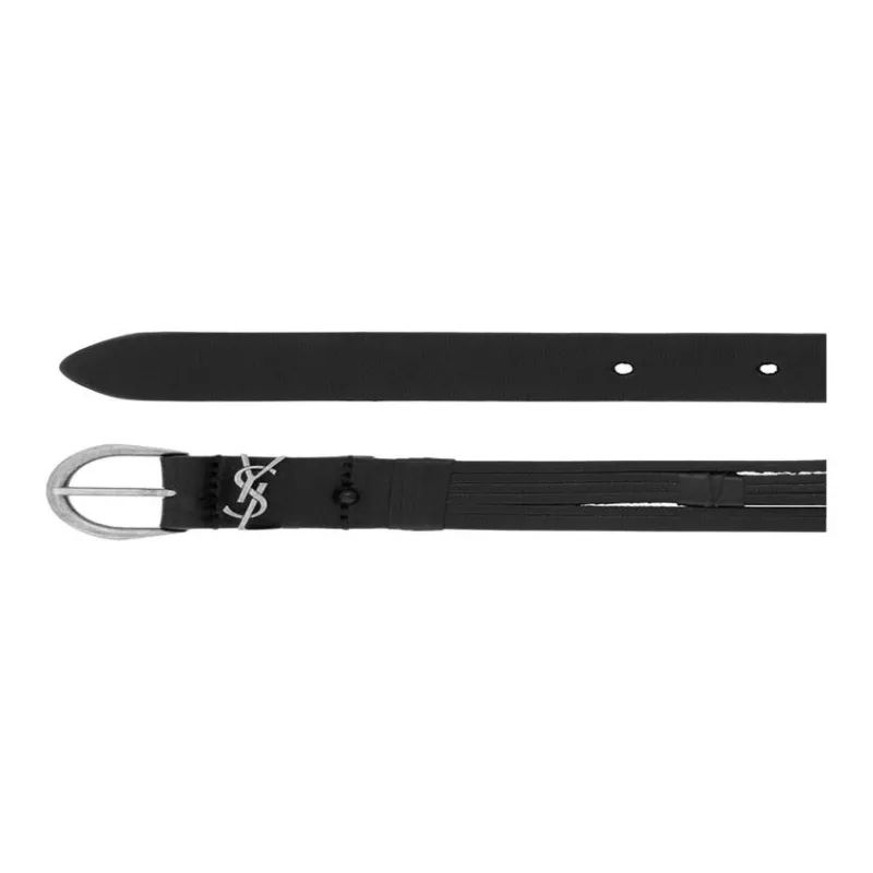 SAINT LAURENT Croissant De Lune Buckled Thin Belt-2