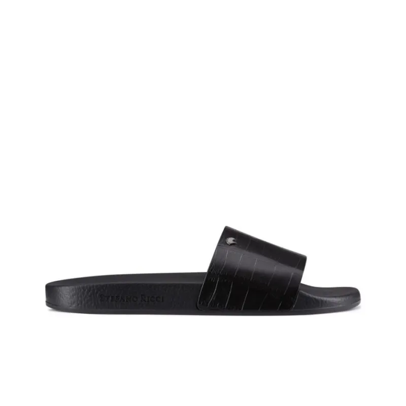 STEFANO RICCI Slide Slippers Men's Black-1