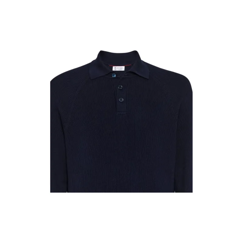 Brunello Cucinelli Long Sleeved Knitted Polo Jumper-4
