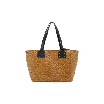 ALLSAINTS Straw Woven Tote Bag Shopping Bag Handbag Large Size Unisex Brown