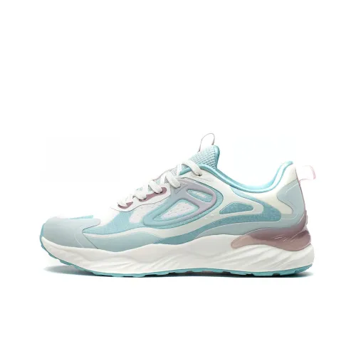 XTEP Cushioning Anti Slip Wear Resistant Breathability Low Top Running Shoes Women's White Green Blue