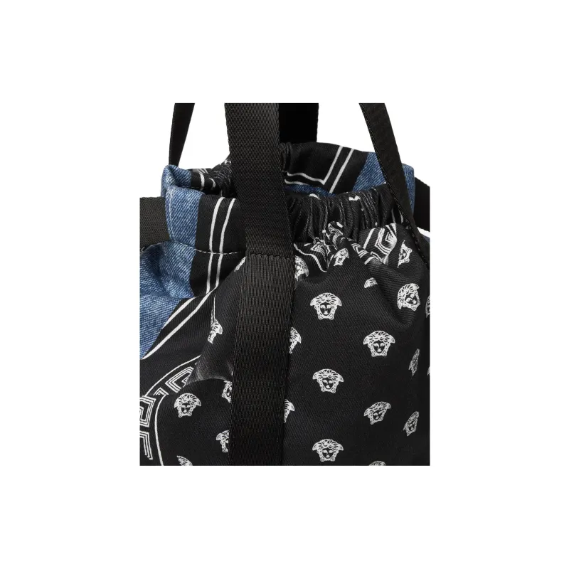 VERSACE Medusa Cotton Backpack Kids' Denim And Black-2