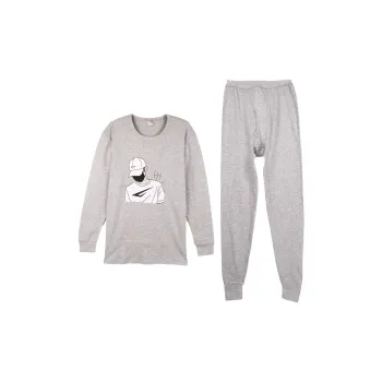 Cotton Gene Thermal Set Men's Light Gray