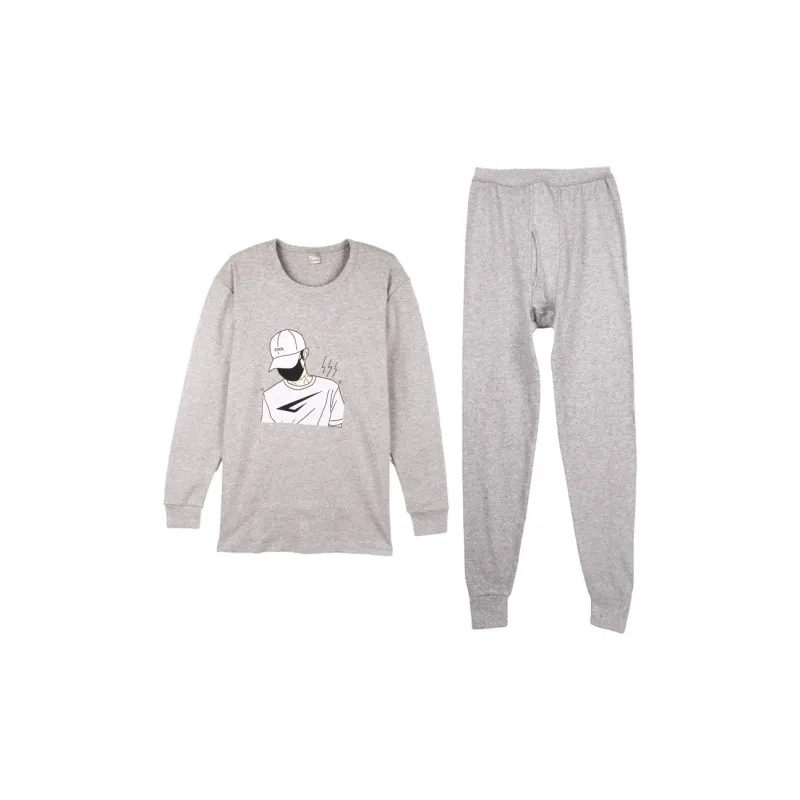 Cotton Gene Thermal Set Men's Light Gray-0