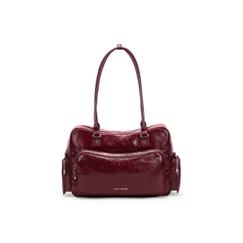 JELLYTOYBOY Cow Leather Train Toast Bag One Shoulder Crossbody Bag Regular Women's Ancora Red