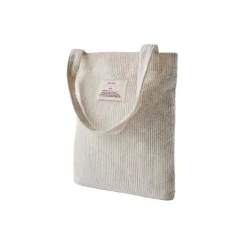 ZARA Cotton Tote Bag Shopping Bag Handbag Small Size Women's Light Beige Yellow/Gray-5