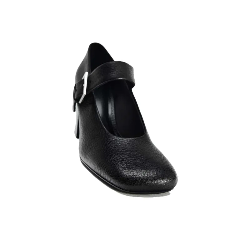 ZARA Chunky Heel High Heels 8cm Women's Black-4