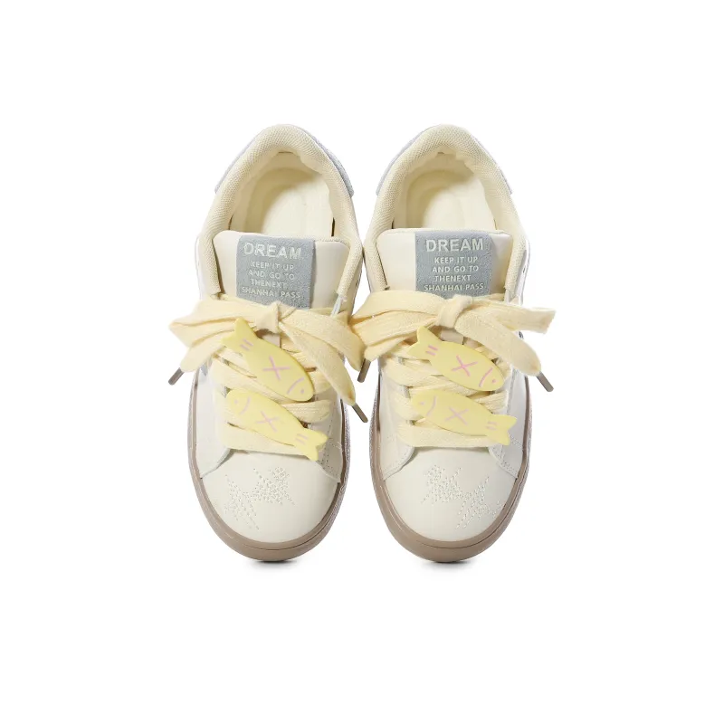 Lovely You Wear resistant And Lightweight Low Top Skateboard Shoes Women's Yellow Blue Cheeses-27