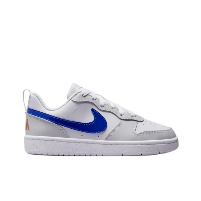 Nike Court Borough Anti Slip Wear Resistant Low Top Kids' Skateboarding Shoes White Blue Unisex-1