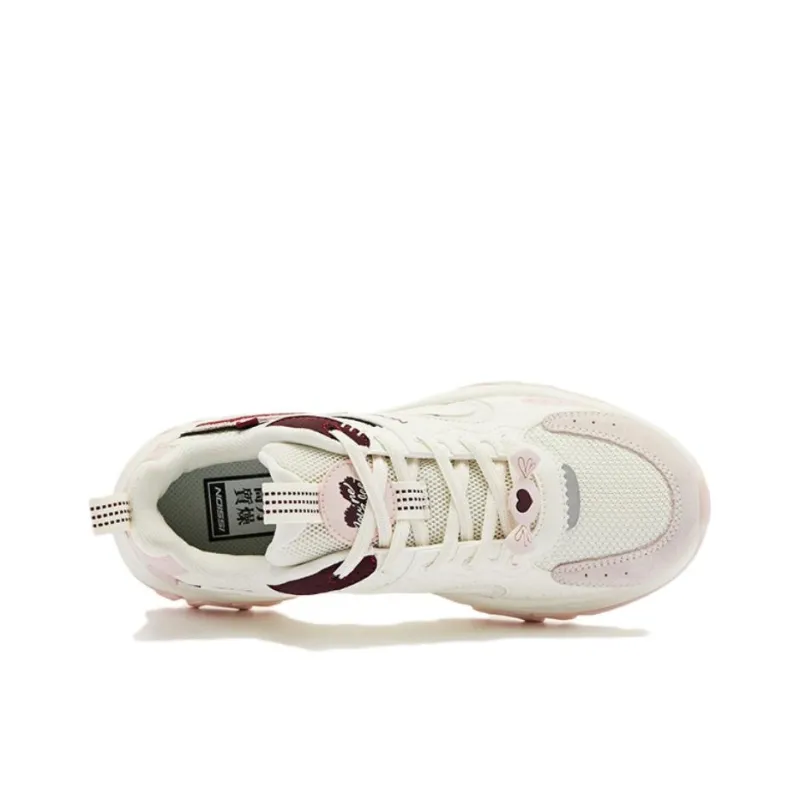 QIAODAN Hard Candy Shoes Cushioned Wear Resistant Breathable Low Top Casual Shoes Women's White Red-2