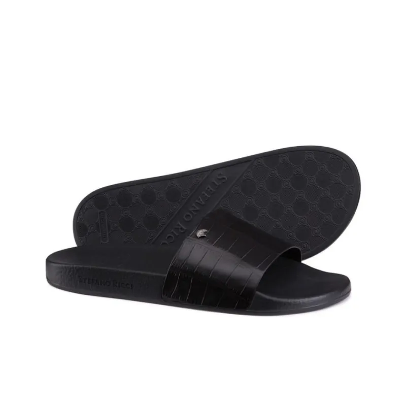 STEFANO RICCI Slide Slippers Men's Black-4