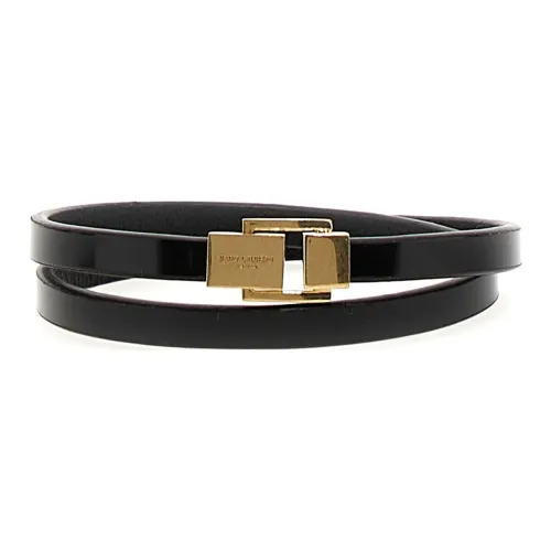SAINT LAURENT Leather Calfskin Wristbands Women's Black