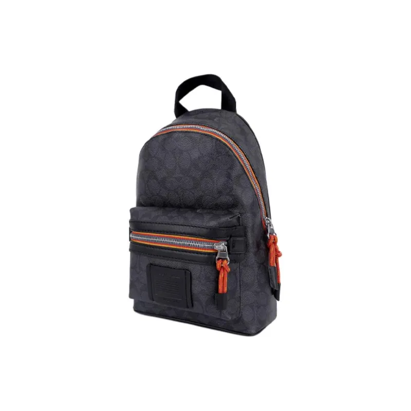 COACH Academy Coated Canvas With Leather Crossbody Bag, Shoulder Bag, Sling Bag Small Size Men's Charcoal-1