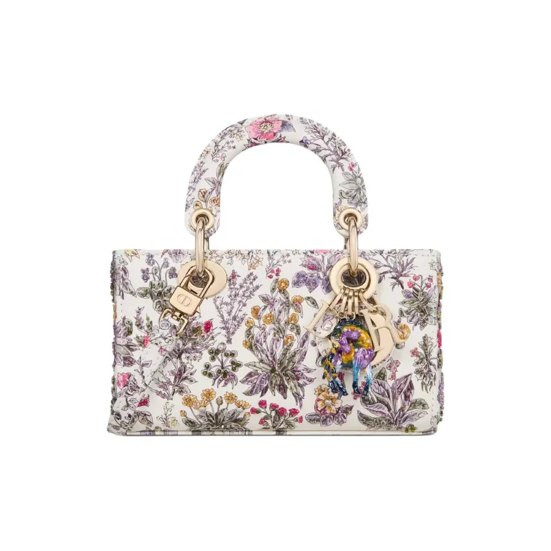 DIOR Lady D JOY Calfskin One Shoulder Handbag Micro Women's Ecru-0