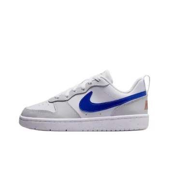Nike Court Borough Anti Slip Wear Resistant Low Top Kids' Skateboarding Shoes White Blue Unisex