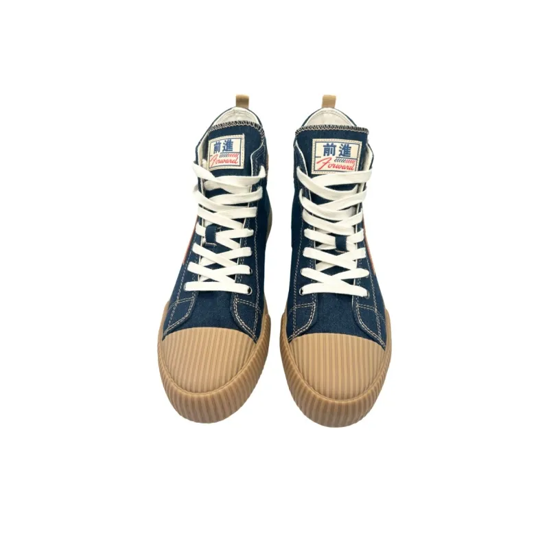 QIANJIN High Top Canvas Shoes Men's Navy Blue-3
