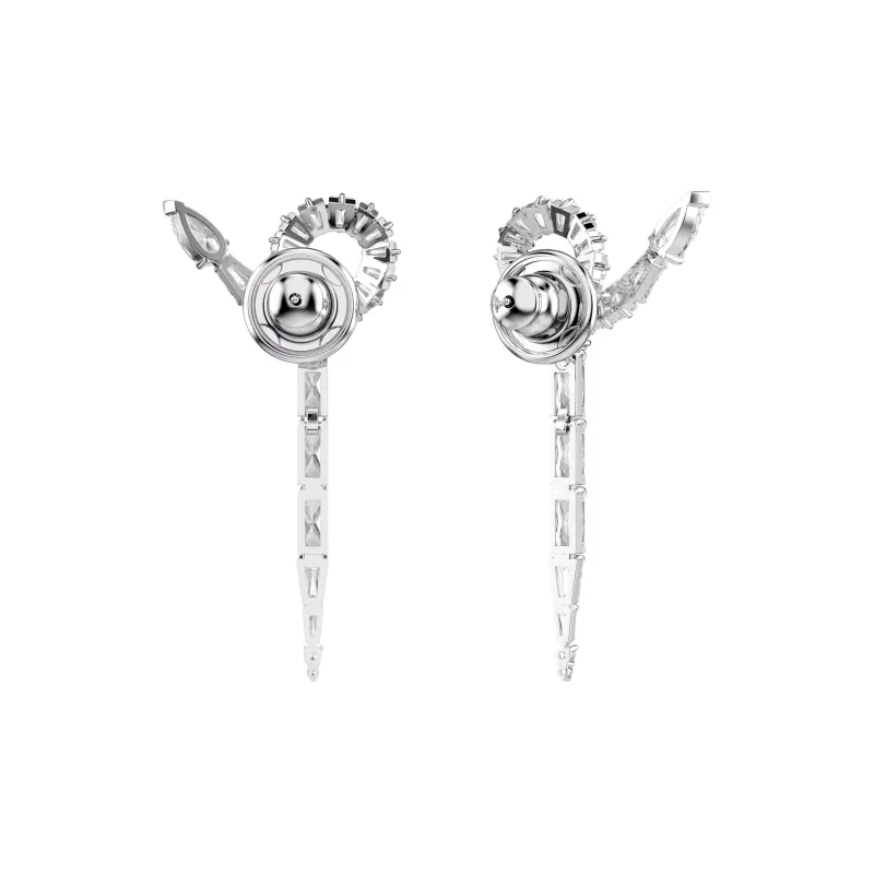 Swarovski Synthetic Cubic Zirconia Rhodium-Plated Earrings Women's Silver-3