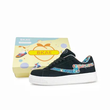 BKAE Anti Slip And Wear Resistant Lightweight Low Top Skateboard Shoes Unisex Black Multicolor