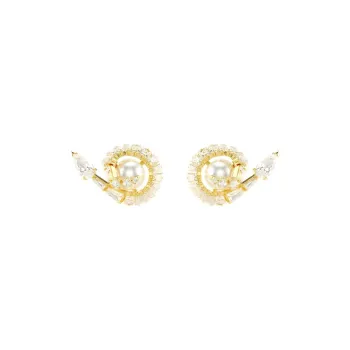Swarovski Synthetic Cubic Zirconia Stud Earrings Women's Gold