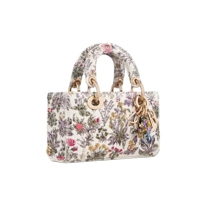 DIOR Lady D JOY Calfskin One Shoulder Handbag Micro Women's Ecru-3