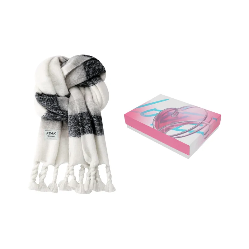 PEAK RIGHT Series Knit Scarves Unisex Black White-4
