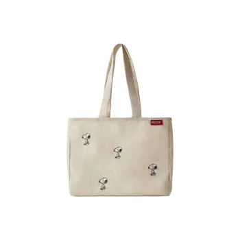 ZARA Cotton Tote Bag Shopping Bag Shoulder Bags Unisex Light Beige Yellow