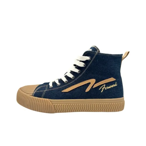 QIANJIN High Top Canvas Shoes Men's Navy Blue