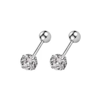 PAYMERY Zircon 925 Sterling Silver Needle Stud Earrings Women's