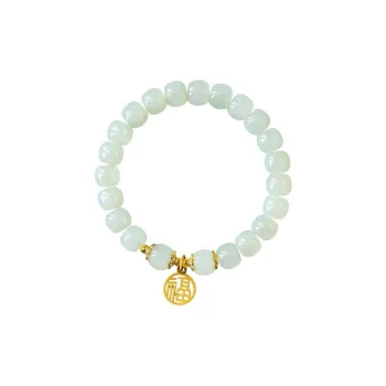 MUSHIFEN Hetian Jade Bracelets Pale Greenish White Jade Women's