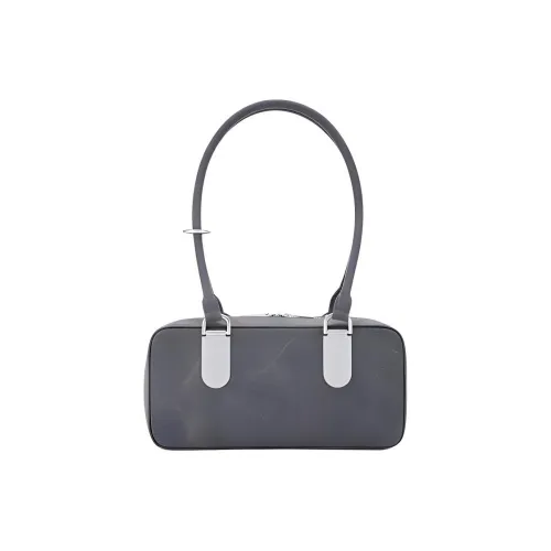 TAD FAB Fabric Long Handle Boston Shoulder Bag Medium Size Women's Dark Grey Denim