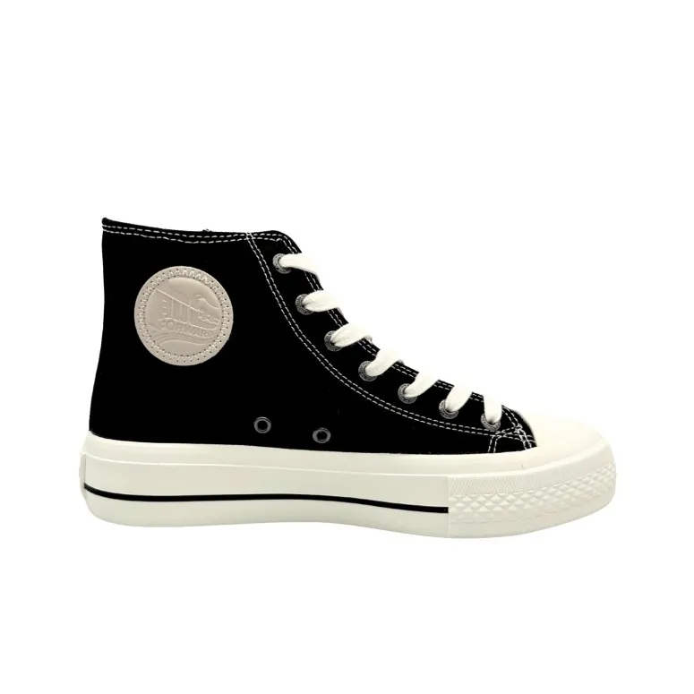QIANJIN Abrasion Resistant Lightweight Height Increasing High Top Canvas Shoes Women's Black-1