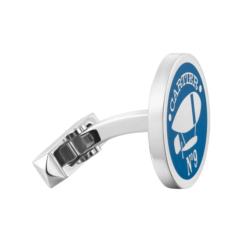 CARTIER Sterling Silver Cufflinks Unisex Blue-2