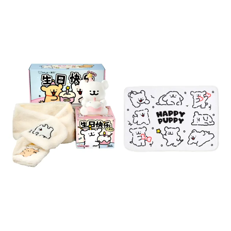 YANCANG x Line Puppies Night Light Scarf Creative Warm Practical Bestie Couple Creative Accessory 98*114*159mm-3