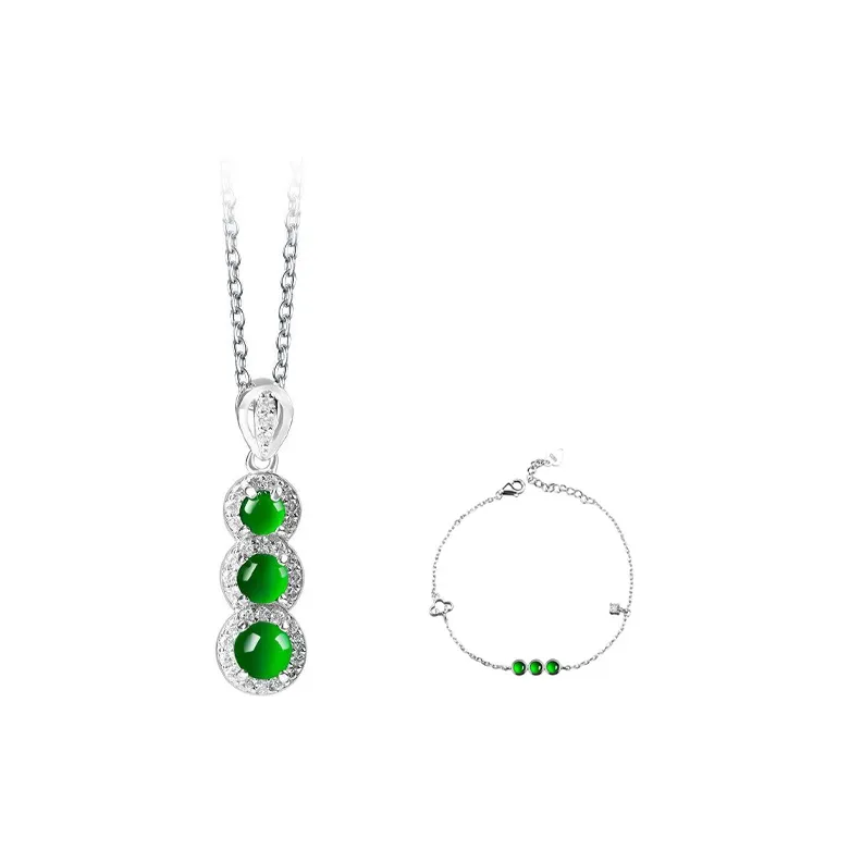 Long Fu Ice Glutinous Jadeite Necklaces Women's-0