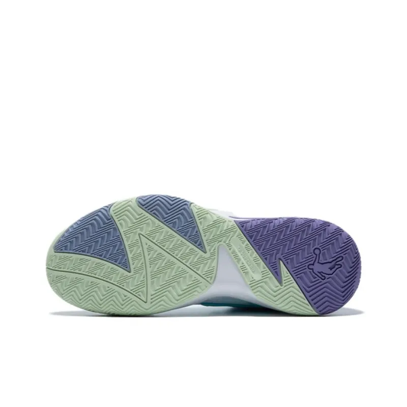 QIAODAN Comfortable Cushioning, Wear Resistant Low Top Basketball Shoes Men's Blue Purple-4