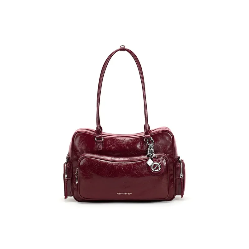 JELLYTOYBOY Cow Leather Train Toast Bag One Shoulder Crossbody Bag Regular Women's Ancora Red-4