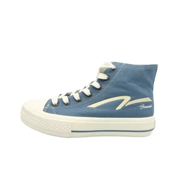 QIANJIN Abrasion Resistant Lightweight Height Increasing High Top Canvas Shoes Women's Gray Blue