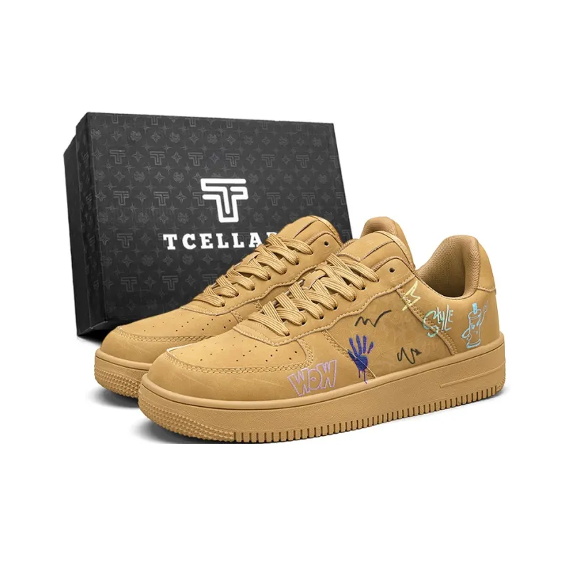 TCELLARS Cushioning Abrasion Resistant Lightweight Height Increasing Mat Low Top Skateboard Shoes Unisex-56