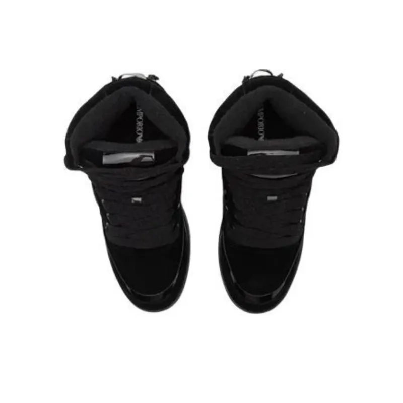 EMPORIO ARMANI High Top Skateboard Shoes Men's Black-3