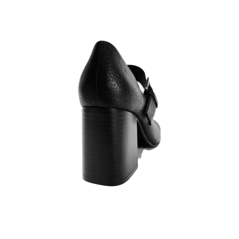 ZARA Chunky Heel High Heels 8cm Women's Black-5