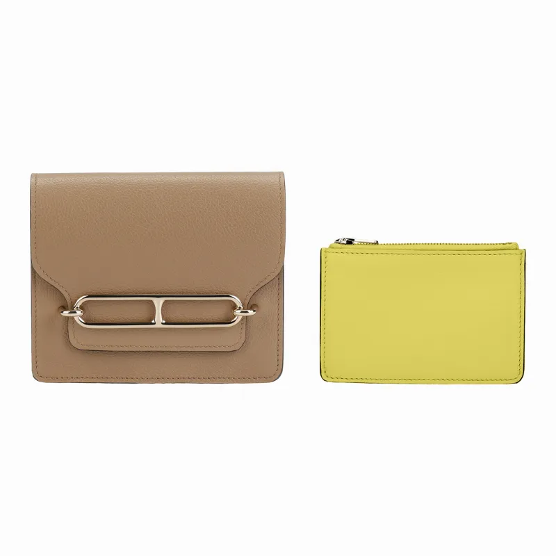 HERMES Roulis Evercolor Calfskin Pig Nose Wallet Women's 0M CHAI Milk Tea Beige-1